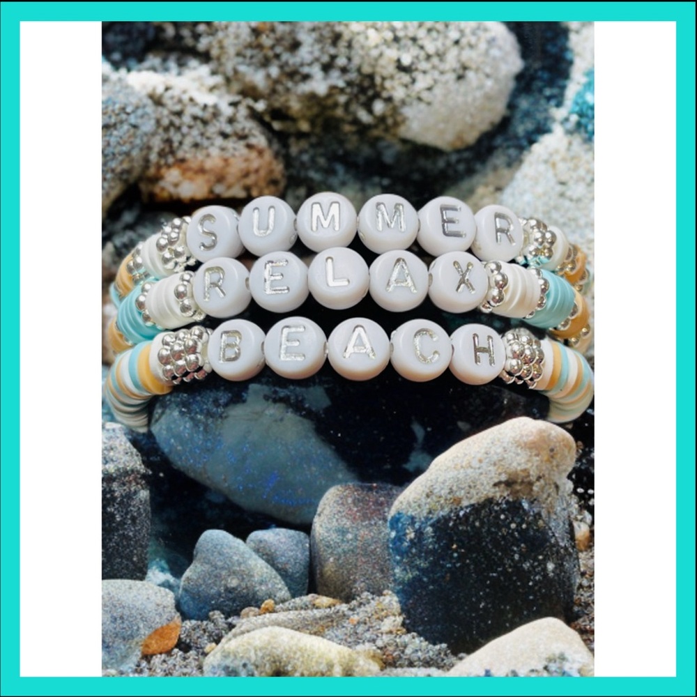 Summer-Relax-Beach- clay Beaded Bracelet set ( new handmade )